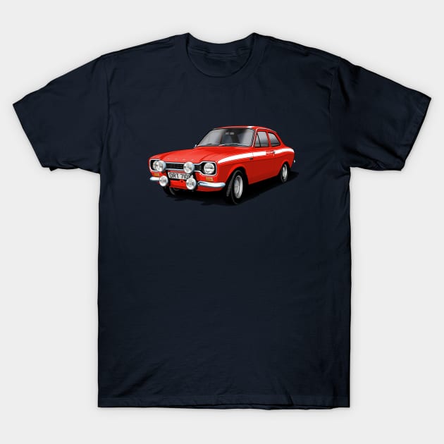 Mk 1 Ford Escort Mexico in red T-Shirt by candcretro